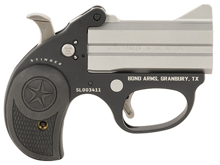 [855959003783] Bond Arms BASL Stinger  38 Special 2rd Shot 3" Matte Stainless Anodized Aluminum Frame, Black Rubber Grips