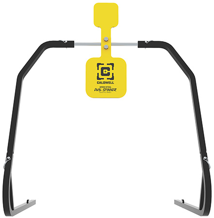 [661120747451] Caldwell 1196226 Daul Spinner  Yellow AR500 Steel 3/8" Thick Standing Target Includes 5"  &  8" Plates