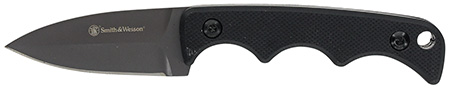 [661120655565] Smith  &  Wesson Knives 1193156 H.R.T. Neck Knife Fixed Spear Point/Plain Titanium Nitride Coated 8Cr13MoV SS Blade/Black G10 Handle Includes Sheath