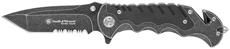 [028634708888] Smith  &  Wesson Knives SWBG10SCP Border Guard  3.50" Folding Part Serrated Stainless Steel Blade 4.80" Aluminum/G10 Handle Includes Pocket Clip