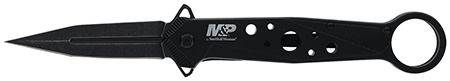 [661120655503] Smith  &  Wesson Knives 1193183 M & P Folding Dagger Folding Dagger Plain Black 8Cr13MoV SS Blade