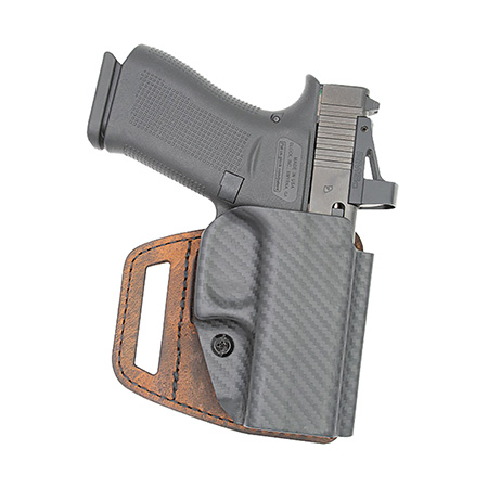 [676821442567] Versacarry VSL211SHD V-Slide  OWB Brown Leather/Polymer Belt Slide Fits M & P Shield Right Hand