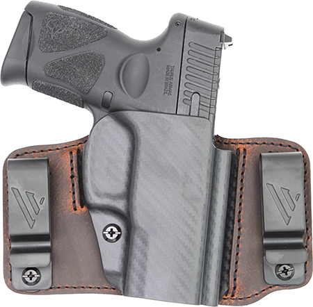 [687408401327] Versacarry INS201HCT Insurgent Deluxe IWB/OWB Brown Polymer Belt Clip Fits Springfield Hellcat Right Hand