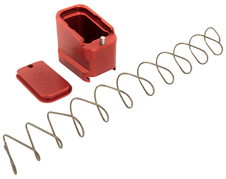 [853465008216] Shield Arms G19ME5RED Magazine Extension  +5 Extended 9mm Luger/40 S&W 5rd Compatible w/Glock 19/23, Red Anodized Aluminum