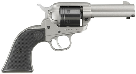 [736676020539] Ruger 2053 Wrangler  22 LR 6 Shot 3.75" Silver Cerakote Steel Barrel, Silver Cerakote Aluminum Frame, Black Cerakote Cylinder, Black Checkered Polymer Grip, Transfer Bar Safety, Exposed Hammer