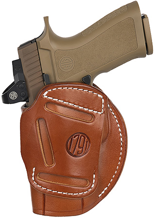 [816161025390] 1791 Gunleather 4WH6CBRR 4-Way  IWB/OWB Size 06 Classic Brown Leather Belt Clip Compatible w/ Glock 17/Ruger American Pistol Right Hand