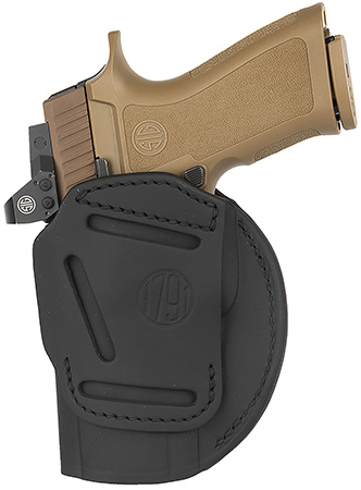 [816161025376] 1791 Gunleather 4WH6SBLR 4-Way  IWB/OWB Size 06 Black Leather Belt Clip Compatible w/ Springfield XDM/Glock 20 Right Hand