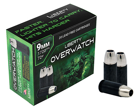[691835873718] Liberty Ammunition LAOW9MM721700 OverWatch  9mmLuger 72gr Open Cavity Design 20 Per Box/50 Case