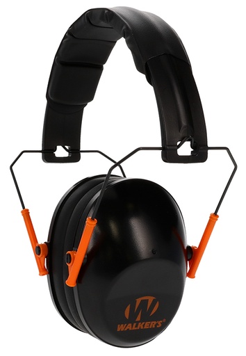 [888151011720] Walker's GWPFPM1BKO Pro Low Profile Passive Muff 22 dB Over the Head Black/Orange Accent Polymer