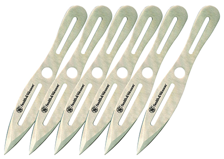 [028634706280] Smith  &  Wesson Knives SWTK8CP Bullseye Throwing Knives 4.50" Fixed Spear Point Plain 2Cr13MoV SS Blade, 2Cr13 Stainless Handle, 8" OAL, 6 Pack