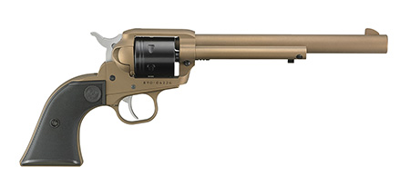 [736676020409] Ruger 2040 Wrangler  22 LR 6 Shot 7.50" Burnt Bronze Cerakote Barrel  &  Frame Black Cerakote Cylinder Black Checkered Polymer Grips