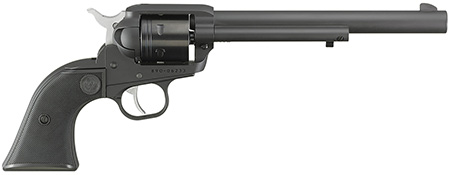 [736676020430] Ruger 2043 Wrangler  22 LR 6 Shot 7.50" Black Cerakote Steel Barrel, Black Cerakote Aluminum Frame, Black Cylinder, Black Checkered Polymer Grip, Transfer Bar Safety, Exposed Hammer