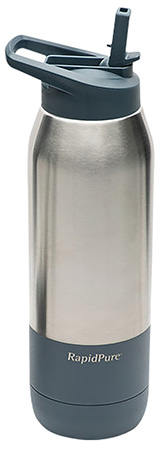 [707708201240] RapidPure 01600124 Purifier + Insulated Steel Bottle Compatible With Most 2.5" Water Bottles, Stainless Steel, 3.5" x 3.5" x 11.1", Includes Ultralight Straw