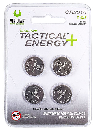 [804879611974] Viridian 3500013 CR2016 Lithium Battery Tactical Energy Silver 3.0 Volts 85 mAh (4) Single Pack