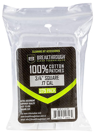 [854325008162] Breakthrough Clean BTCPS34375 Square Patches .17/.177 Cal 375 pieces