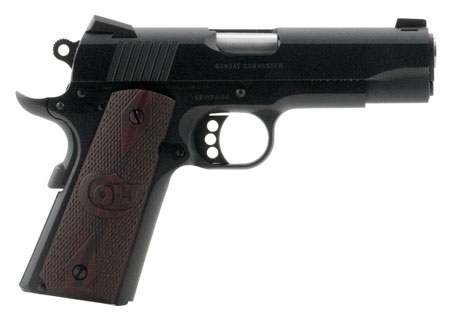 [098289111364] Colt Mfg O4940XE Commander Combat 45 ACP 8+1 4.25" Black Steel Barrel, Blued Serrated Slide  &  Carbon Steel Frame w/Beavertail, Black Cherry Checkered G10 Grips, Ambidextrous