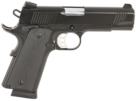 [723551443958] Tisas 10100119 1911 Carry B45 Compact Frame 45 ACP 8+1, 4.25" Hard Chromium Coated Steel Barrel, Black Cerakote Serrated Steel Slide, Dark Gray Cerakote Steel Frame w/Beavertail, Ambidextrous