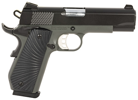 [723551442371] Tisas 10100103 1911 Stingray Carry 45 ACP 8+1 4.25" Stainless Steel Barrel, Black Cerakote Serrated Slide, Dark Gray Cerakote Aluminum Frame w/Beavertail, Black Sunburst G10 Grips