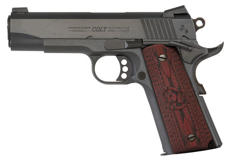 [098289111357] Colt Mfg O4942XE Commander Combat 9mm Luger 9+1 4.25" Steel Barrel, Blued Serrated Carbon Steel Slide, Blued Carbon Steel Frame w/Beavertail, Black Cherry G10 Grip, Ambidextrous