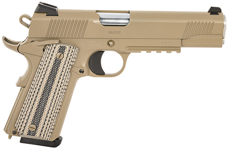 [723551442852] Tisas 10100505 1911 Duty 45 ACP 8+1 5" Black Steel Barrel, Flat Dark Earth Cerakote Serrated Steel Slide, Flat Dark Earth Cerakote Steel Frame w/Beavertail, Ambidextrous