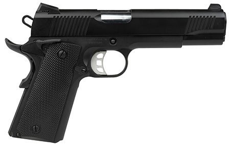 [723551443842] Tisas 10100530 1911 Duty 9mm Luger 9+1 5" Black Cold Hammer Forged Barrel, Serrated Steel Slide, Black Cerakote Steel Frame w/Beavertail. Black Overmolded Grips
