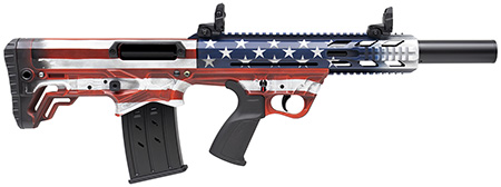 [643477863114] Gforce Arms GFY1USA GFY-1  12 Gauge 3" 5+1 18.50", Red, White  &  Blue American Flag, Bullpup with Pistol Grip Stock, Picatinny Rail with Flip Up Sights