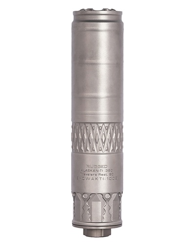 [850044499113] Rugged Suppressors AK360TI Alaskan360 TI 36 Cal 1.60" Diameter, Rated Up to 338 Lapua, 130.80 dB (308 Win), Stainless Steel, 5/8"-24 tpi Direct Thread Mount Included