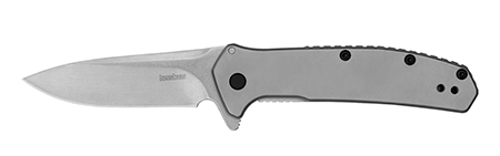 [087171064543] Kershaw  Outcome  2.80" Folding Clip Point Plain Stonewashed 8Cr13MoV SS Blade/Bead Blasted Stainless Steel Handle Includes Pocket Clip