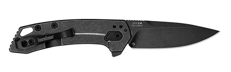 [087171064512] Kershaw  Radar  2.90" Folding Drop Point Plain Black Oxide Blackwash 8Cr13MoV SS Blade  &  Stainless Steel Handle Includes Pocket Clip