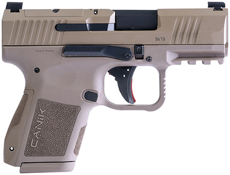 [787450858893] Canik HG7620DN Mete MC9 9mm Luger 12+1/15+1 3.18" Black Steel Barrel, Flat Dark Earth Cerakote Optic Ready/Serrated Slide, FDE Polymer Frame w/Picatinny Rail, Textured Flat Dark Earth Polymer Grips