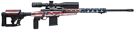 [682146880205] Howa HCRA72507USKMDT M1500 APC Chassis 6.5 Creedmoor 24" Blued Heavy Barrel 10+1 (3 Mags), American Flag Cerakote 6 Position Luth-AR MBA-4 w/Aluminum Chassis Stock, Includes Bipod and Grips