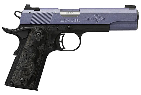 [023614857587] Browning 051893490 1911 Black Label Full Size Frame 22 LR 10+1, 4.25" Matte Stainless Steel Barrel, Crushed Orchid Cerakote Serrated Slide, Matte Black Polymer Frame w/Beavertail