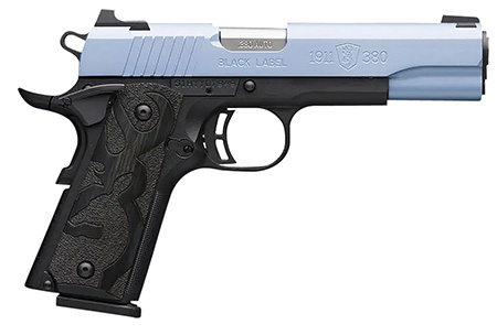 [023614857686] Browning 051989492 1911-380 Black Label Full Size Frame 380 ACP 8+1, 4.25" Matte Stainless Steel Barrel, Polar Blue Cerakote Serrated Aluminum Slide, Matte Black Polymer Frame w/Beavertail