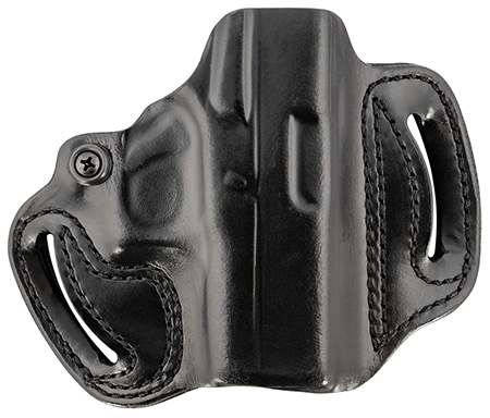 [792695329084] DeSantis Gunhide 086BA8BZ0 Mini Slide  OWB Black Leather Belt Slide Fits Glock 43/43x/48 Belt 1.75" Wide Black Hand