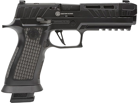 [798681677351] Sig Sauer P320V004 P320  9mm Luger 21+1 4.60" Black Steel Threaded Barrel, Black Cerakote Optic Cut/Serrated Slide, Black Laser Engraved XSeries Grips