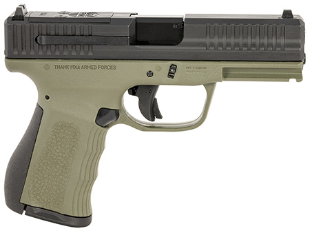 [850979006097] FMK FMKG49OD G3  9mm Luger 14+1 4" Stainless Steel Barrel, Black Optic Cut/Serrated Carbon Steel Slide, OD Green Polymer Frame w/Picatinny Rail, Black Backstrap Grip
