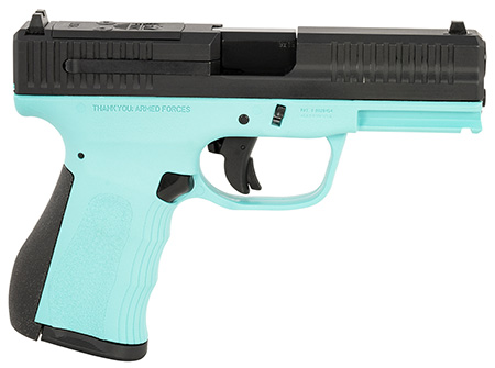 [850979006110] FMK FMKG49BJ G3  9mm Luger 14+1 4" Stainless Steel Barrel, Black Optic Cut/Serrated Carbon Steel Slide, Blue Jay Polymer Frame w/Picatinny Rail, Black Backstrap Grip