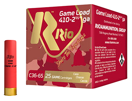 [8435101621984] Rio Ammunition RC368 Game Load Heavy Field 410Gauge 2.50" 1/2oz 8Shot 25 Per Box/10 Case
