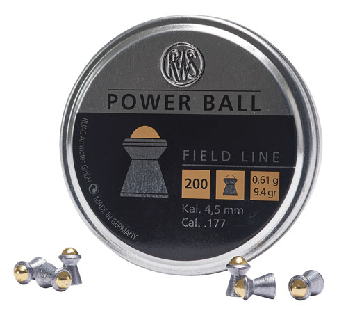 [723364174148] Umarex USA 2317414 Power Ball Field Line 177 Steel Lead Domed Pellet/ 200 Per Tin