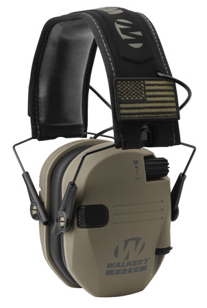 [888151014325] Walker's GWPRSEMPAT Razor Patriot Slim Muff 23 dB Over the Head Flat Dark Earth/Black Polymer