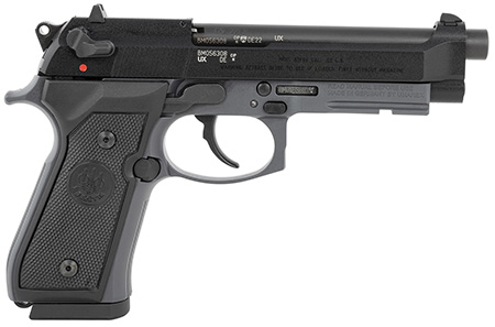 [082442874524] Beretta USA J90A192FSR59 92FSR  Full Size Frame 22 LR 15+1 5.30" Black Steel Barrel, Black Bruniton Serrated Slide, Sniper Gray Aluminum Frame w/Beavertail  &  Picatinny Rail, Ambidextrous