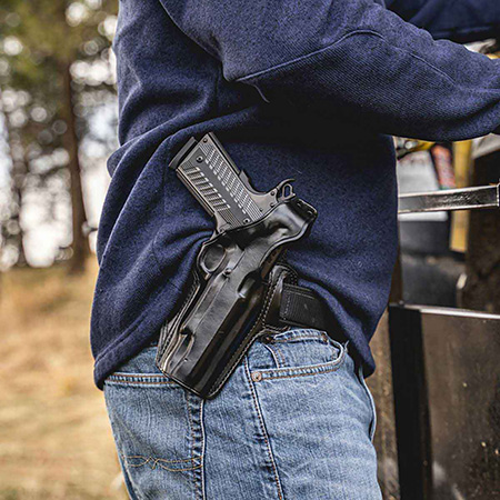 [601299025516] Galco FL838RB Fletch  OWB Black Leather Belt Slide Fits Sig P365 Right Hand