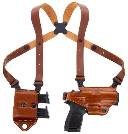 [601299070059] Galco MCII820 Miami Classic II Shoulder System Fits Chest Up To 56" Tan Leather Harness Fits Sig P320/M17/M18/Taurus G2/G3/G3C Right Hand
