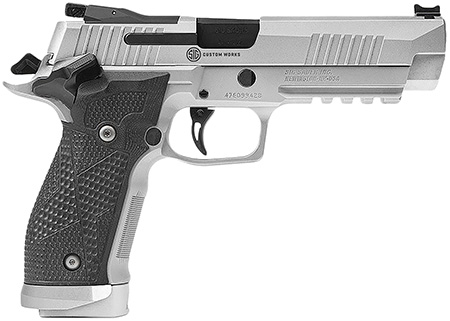 [798681676354] Sig Sauer 226X59STAS10 P226 XFive STAS Full Size 9mm Luger 10+1 5" Steel Bull Barrel, Stainless Optic Ready/Serrated Steel Slide w/Picatinny Rail  &  Beavertail Frame, Black Piranha G10 Grips Right Hand