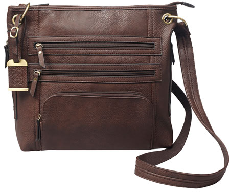 [672352010909] Bulldog BDP039 Cross Body Purse w/Holster Brown Leather Most Sm Pistols  &  Revolvers Ambidextrous Hand