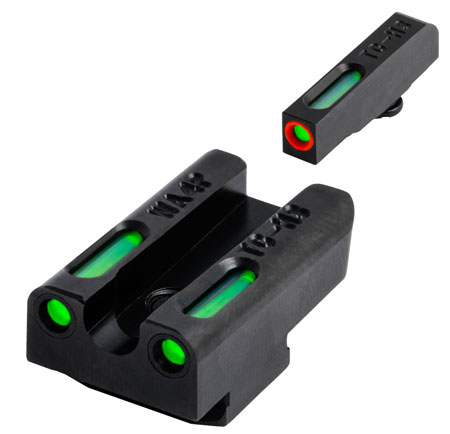 [788130024522] TruGlo TG13WA4PC TFX Pro  Black | Green Tritium  &  Fiber Optic Orange Outline Front Sight Green Tritium  &  Fiber Optic Rear Sight