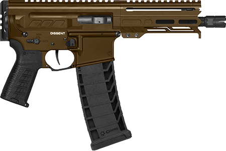 [810103470019] CMMG 94A6867MB Dissent MK4 9mm Luger 33+1 6.50", Midnight Bronze Rec, Picatinny Brace Adapter, 5.50" M-LOK Handguard, Left Side Charging Handle, Zeroed Linear Comp, Zeroed Drop-In Single Stage Trigger
