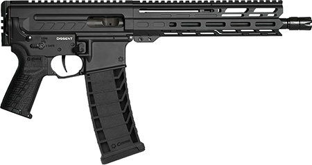 [810103470057] CMMG 94A8041AB Dissent MK4 9mm Luger 33+1 10.50", Black, Picatinny Brace Adapter, 9.60" M-LOK Handguard, Left Side Charging Handle, Zeroed Linear Comp, Zeroed Drop-In Single Stage Trigger