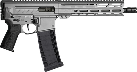 [810103470118] CMMG 94A8041TNG Dissent MK4 9mm Luger 33+1 10.50", Tungsten Gray Rec, Picatinny Brace Adapter, 9.60" M-LOK Handguard, Left Side Charging Handle, Zeroed Linear Comp, Zeroed Drop-In Single Stage Trigger