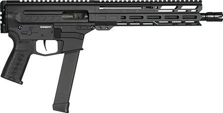 [810103470194] CMMG 99A806DAB Dissent MKGS 9mm Luger 33+1 10.50", Black, Picatinny Brace Adapter, 5.50" M-LOK Handguard, Left Side Charging Handle, Zeroed Linear Comp, Zeroed Drop-In Single Stage Trigger